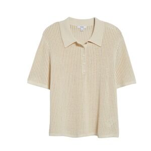 Reiss Evi Open Stitch Cotton & Linen Blend Polo‎